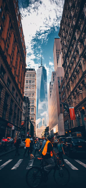 Oorsteek van die Besige Strale, New York iPhone — Galaxy S22 Ultra Muurpapier