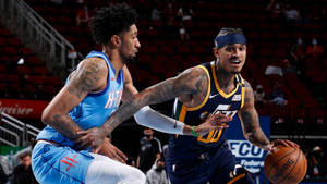 Opvallende Basketbalspeler Jordan Clarkson-agtergrond — Dowwe Muurpapier