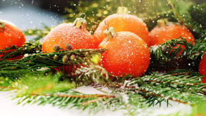 Oranje glitter Kersfeesballe-agtergrond — iMac Muurpapier