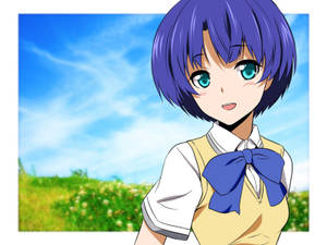 Oulike Anime Meisie in die Veld agtergrond
