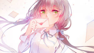 Oulike Anime PFP Meisie met Groen Oë muurpapier — Snoesige anime meisie Muurpapier