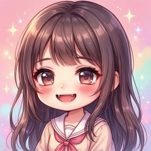 'n Kawaii anime meisie met klein tande, oulik en pastel. — Motorola Razr 2026 Muurpapier