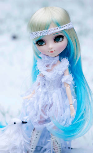 Oulike Barbie-pop Met Blou Hare — Xiaomi Pad Mini Muurpapier