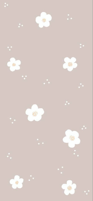Oulike Eenvoudige Wit Blomme Sonder Stingels — Beige bruin estetiese GIF Muurpapier