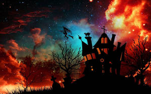 Oulike Estetiese Heks Huis vir Halloween — Oulike estetiese halloween Muurpapier