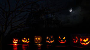 Oulike Estetiese Halloween Griezelige Jack-o'-lanterns — Oulike estetiese halloween Muurpapier