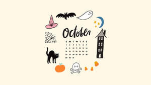 Oulike Estetiese Halloween Oktober-kalender — Oulike estetiese halloween Muurpapier
