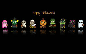 Oulike Halloween-karakters-agtergrond. — Oulike estetiese halloween Muurpapier