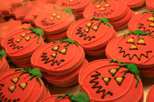 Oulike pampoenkoekies vir Halloween-agtergrond.