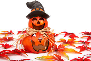 Oulike Halloween herfs Jack o' lantern agtergrond. — Oulike estetiese halloween Muurpapier