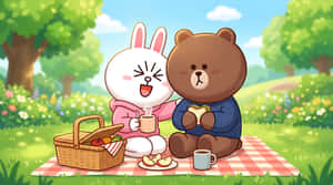 konyn,beer,haas,piekniek,park,buitelewe,natuur,somer,vriendskap,oulik,kawaii,illustrasie,spotprent,lewensstyl,ontspanning,kos,toebroodjie,koffie,lente,sonnig