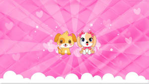 Oulike Honde op 'n Kawaii Pienk Agtergrond — Kawaii pienk Muurpapier