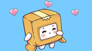 Oulike LankyBox Boxy op Blou Agtergrond — Oulik tekenprent Muurpapier