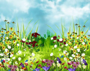 Oulike Lente Blommeveld Kuns