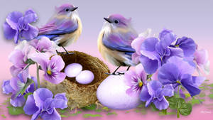 Oulike Lente Lila Voëls