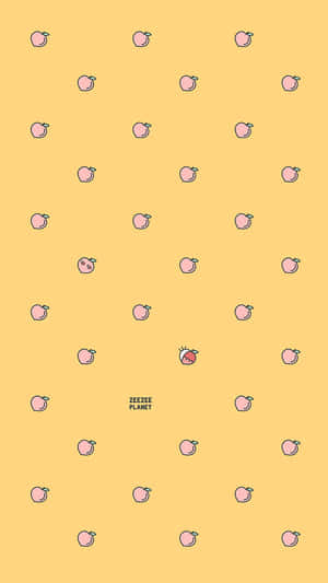 Oulike Pastelgeel Perskevrugpatroon — Geel esteties Muurpapier