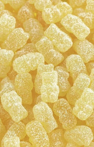 Oulike Pastelgeel Gombeertjies — Snoesbeer Muurpapier