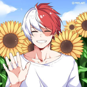 Oulike Todoroki Sonneblomtuin-agtergrond — Snoesige todoroki Muurpapier