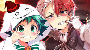 Oulike Todoroki met Jong Midoriya agtergrond — Snoesige todoroki Muurpapier