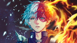 Oulike Todoroki en Sy Kragte agtergrond — Oulik anime GIF Muurpapier