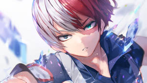 Oulike Todoroki met Gebreekte Kristalle agtergrond — Snoesige todoroki Muurpapier