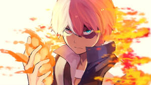 Oulike Todoroki wat Vuur gebruik Tekening agtergrond — Snoesige todoroki Muurpapier