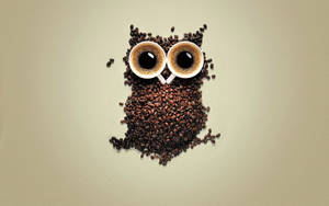 Oulike uil koffie kuns agtergrond — Oulike Uil Muurpapier