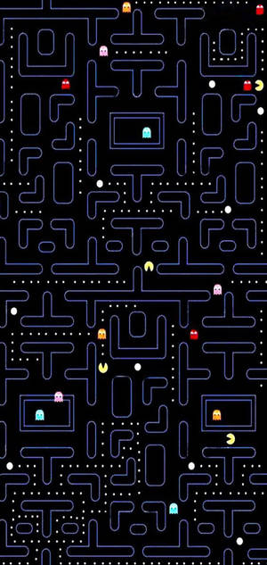 Galaxy S10 Plus Pac-Man-speletjie-koppelvlak-agtergrond — iPhone 13 Pro Max Muurpapier