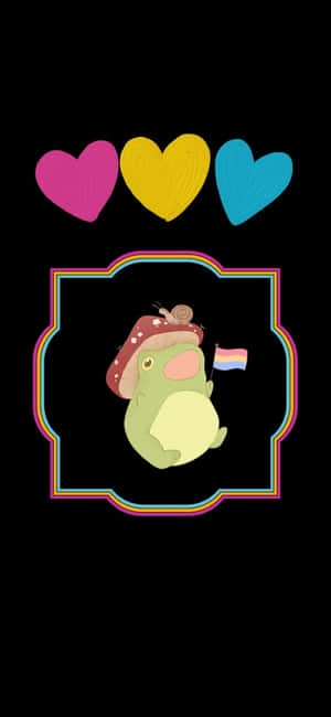 Padda wat 'n oulike LGBT-vlag vashou digitale illustrasie — Oppo A6x Muurpapier