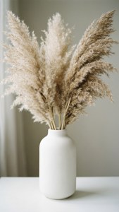 Wit vaas met gedroogde pampasgras, boho-minimalistiese estetiek. — iPhone 7 Muurpapier