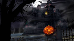Pampoen buite in prente Halloween-agtergrond