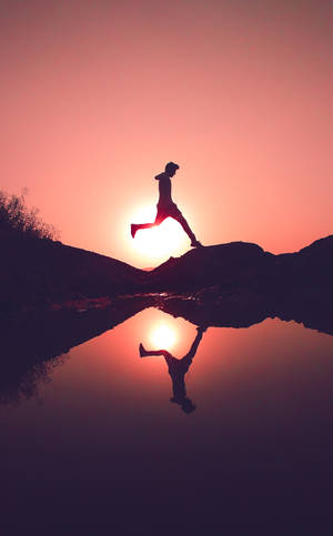 Parkour Man teen Sonsondergang muurpapier — Lenovo Idea Tab Plus Muurpapier