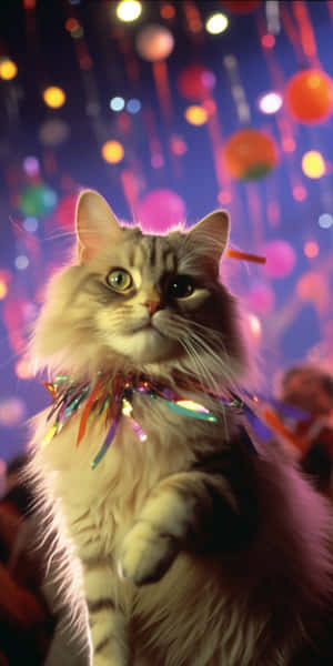 Partytjieviering Kat.jpg — Dansende kat Muurpapier