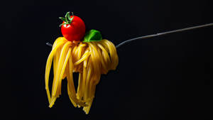 Pasta op vurk-agtergrond — Dowwe Muurpapier