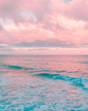 Pastel Pienk en Blou Strand Android — Pastelblou Muurpapier