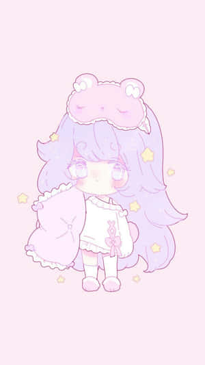Pastel Pienk Estetiese Anime — Snoesige anime meisie Muurpapier