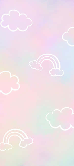 Pastelwolke en Reënboë Agtergrond — Pastel reënboog Muurpapier