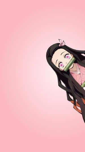 Pienk Estetiese Oulike Demon Slayer Karakter Nezuko Digitale Kuns — Demon slayer Muurpapier