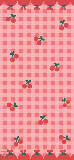 Pienk Geblokte Oulike Rooi Kersies — Tecno Spark Go 3 Muurpapier