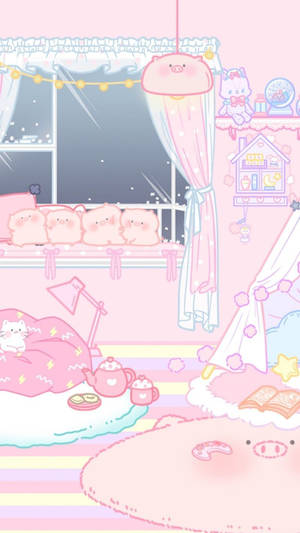Pienk Kawaii Kamer — Pienk Kawaii Muurpapier
