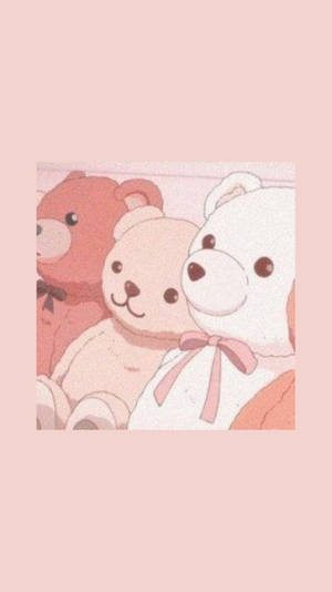 Pienk Kawaii Teddiebere — Pienk Kawaii Muurpapier