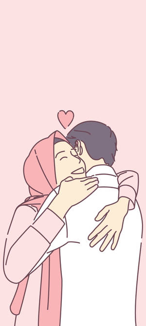 Pienk Liefde Spotprent Hijab — Honor Magic V5 Muurpapier