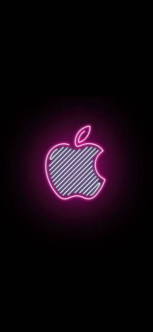 Pienk Neon Estetiese iPhone-logo — iPhone 14 Muurpapier