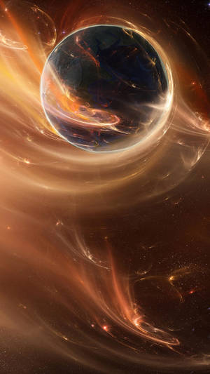 Planeet met Goudlig Ruimte- iPhone — Ruimte iPhone Muurpapier