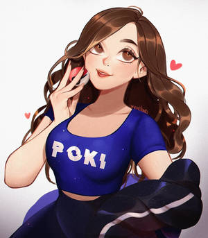 Pokimane geanimeerde kuns — Vivo X Fold Muurpapier