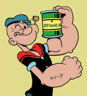 Popeye wat Spinasiëblik vashou-agtergrond — Vivo X Fold Muurpapier