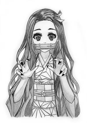 Potloodskets Getekende Demon Slayer Nezuko — Demon slayer tanjiro Muurpapier
