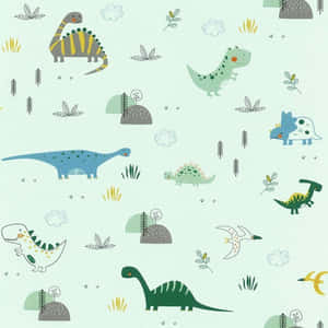 Pragtige Kleurvolle Dinosourus wat in die Natuur Ronddwaal — Oulike dinosourus Muurpapier