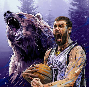 Marc Gasol en Grizz agtergrond — Skemer Muurpapier