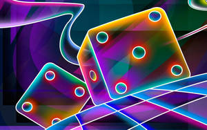 3D neon veelkleurige psigedeliese groot dobbelsteen muurpapier.